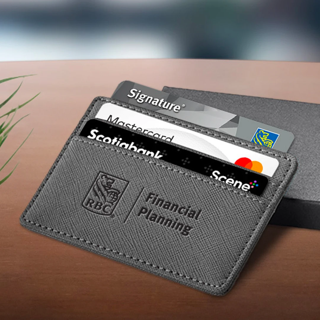 This RFID card holder is an RBC branded promotional product best fit for any bank, credit union, payroll or loan company to engage new or returning customers as it is a high-quality tech product with high value and will be used in everyday life.