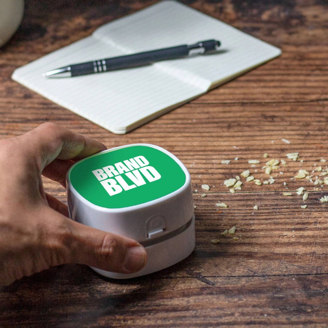 For your younger audience that loves a viral TikTok product, consider this small, compact desk vacuum custom branded with your company's logo for your next swag giveaway. 